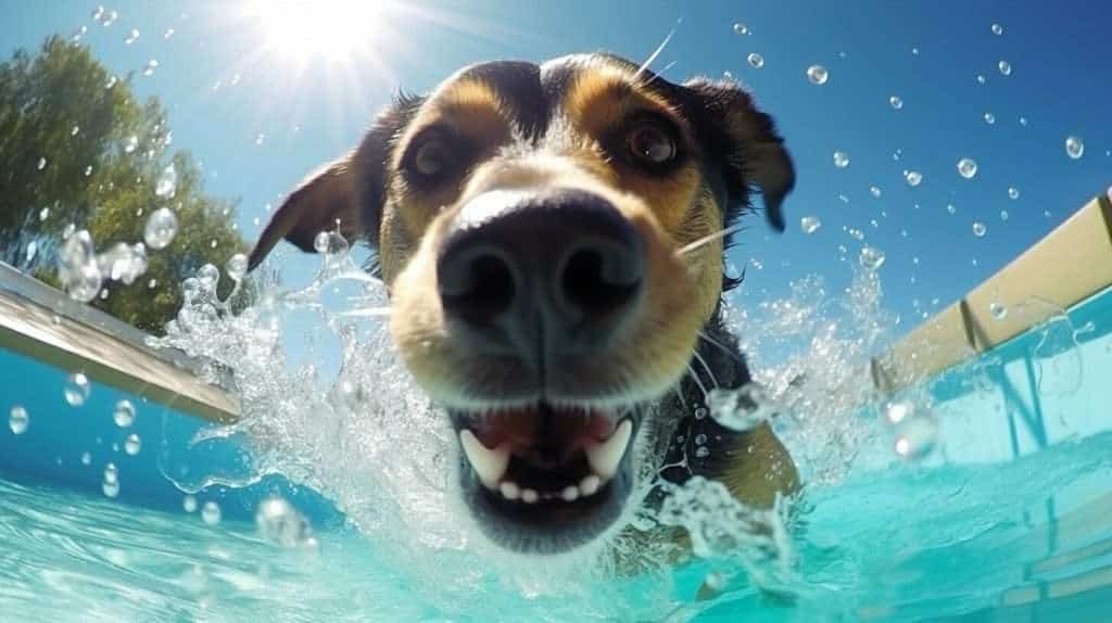 pet swimming in the pool