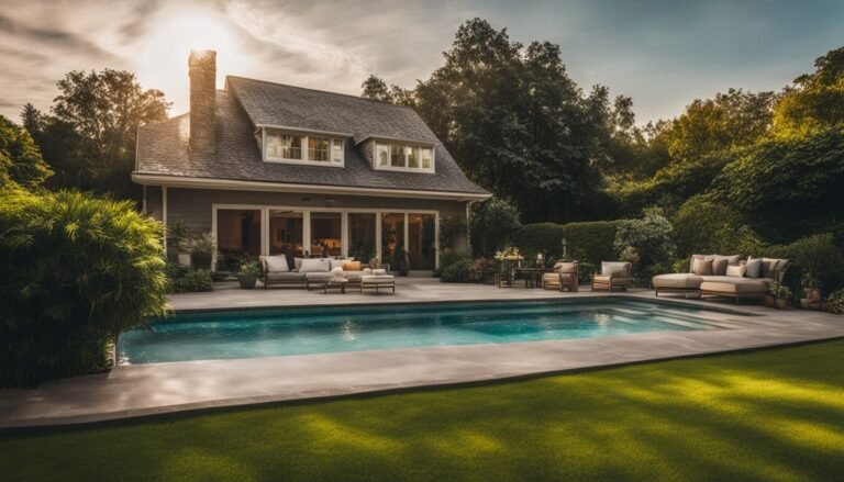 A house with a swimming pool in the backyard.