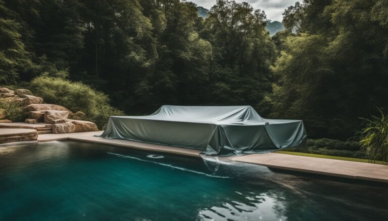 A pool with a tarp covering it.