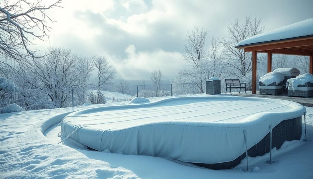 Winter pool cover for off-season protection